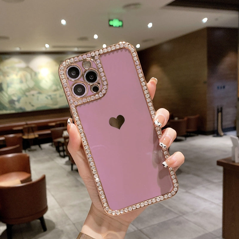 Phone Case Accessories Love Crystal Diamond Edge Electroplating Protective Cover